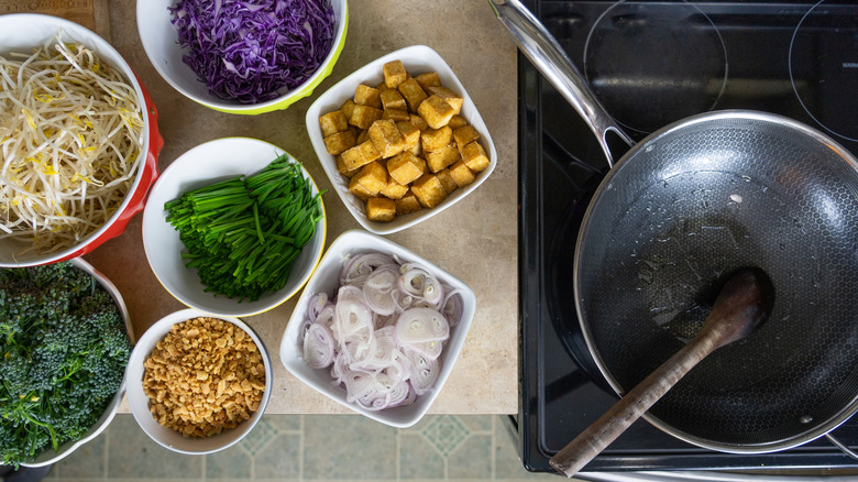 Hexclad skillet and ingredients