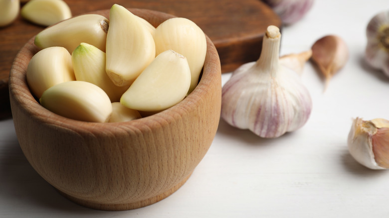 Garlic in a bowl and bulb