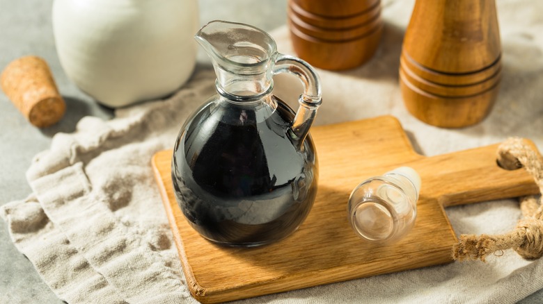 Balsamic vinegar in a pitcher