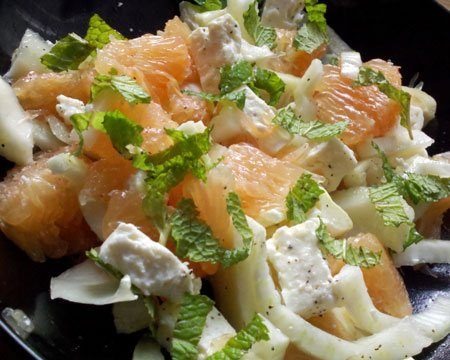 Grapefruit, fennel and feta salad