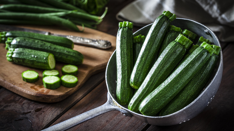 zucchini in a metal pan