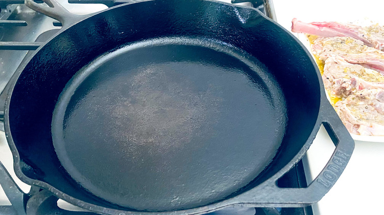 cast iron pan on stove