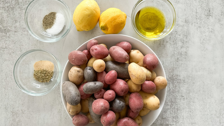 ingredients for Greek style roasted potatoes