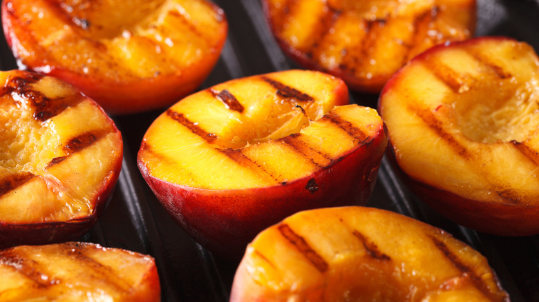 Grilled peach halves