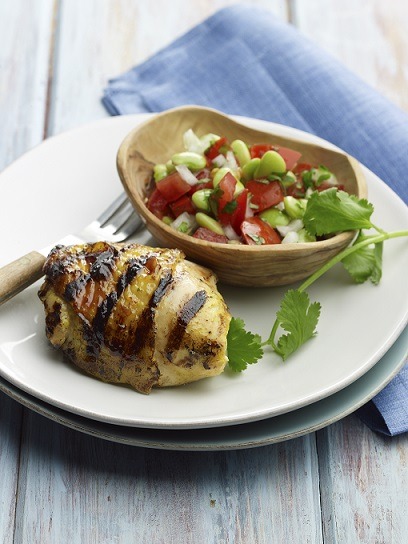 Curry Lime Chicken Thighs With Tomato and Lima Bean Salsa