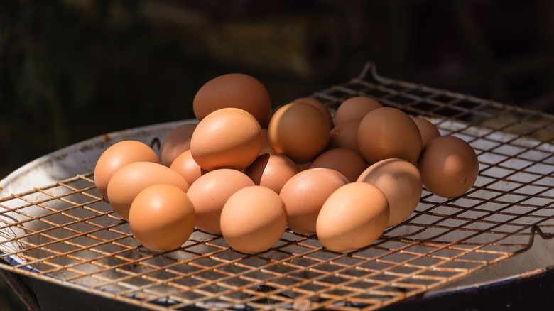 whole eggs on grill