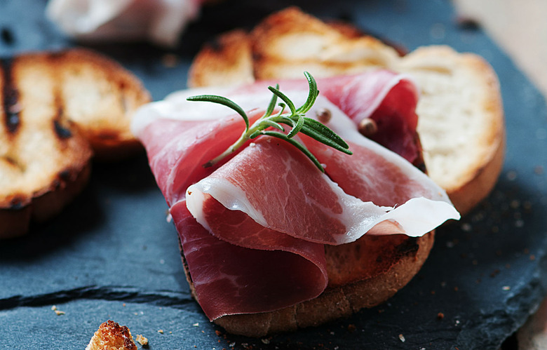 Grilled Ham and Cheese Crostini