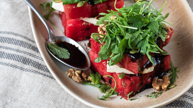 Balsamic, watermelon bites