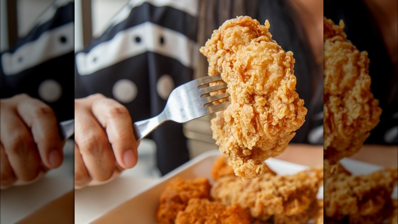 fried chicken on fork