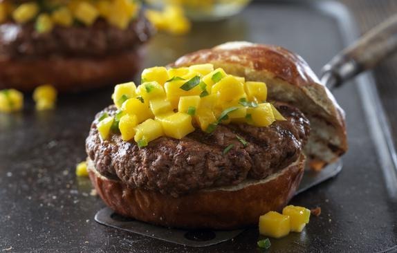 Caribbean Beef Burgers with Mango Salsa