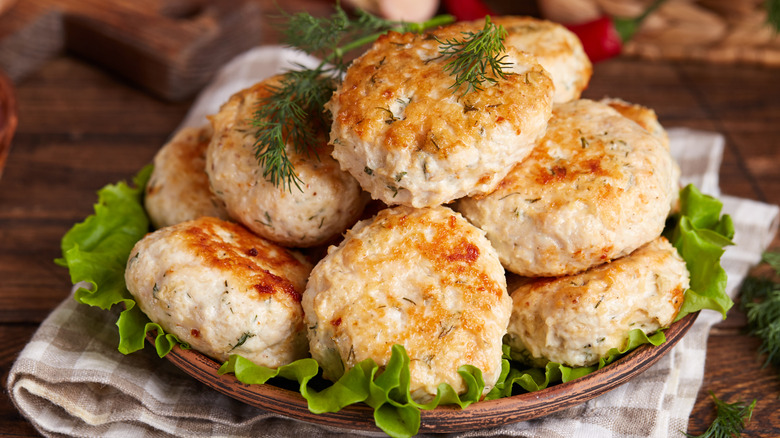 Platter of ground turkey patties