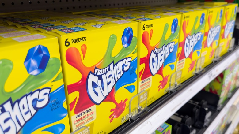 Gushers boxes on grocery shelves