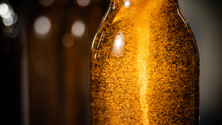 Bubbles sparking in beer