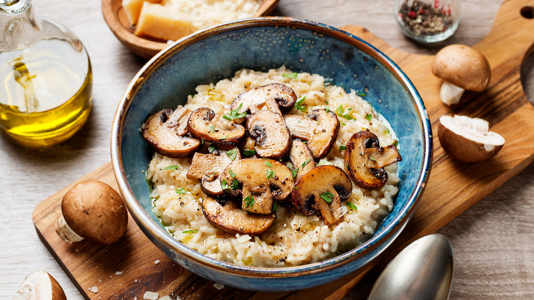 Bowl of mushroom risotto