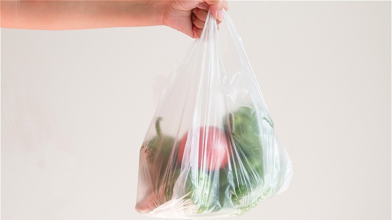 plastic bag of vegetables