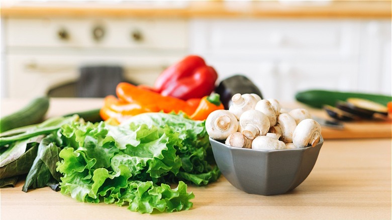 vegetables on kitchen counter