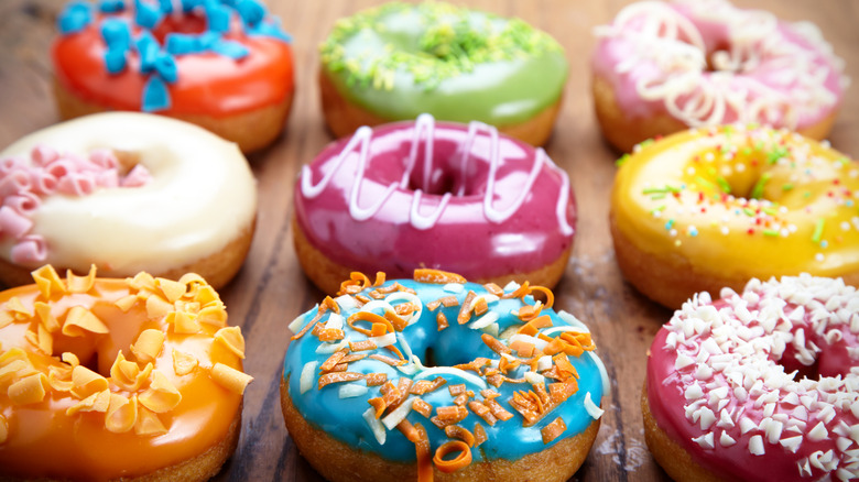 Assorted colorful donuts