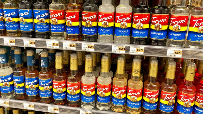 Assortment of flavored syrups