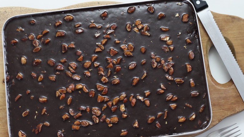 Frosted chocolate sheet cake