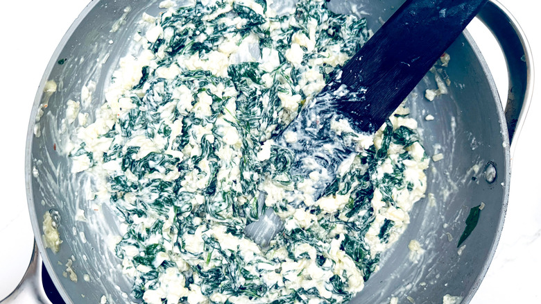 wilted spinach with creamy cheese