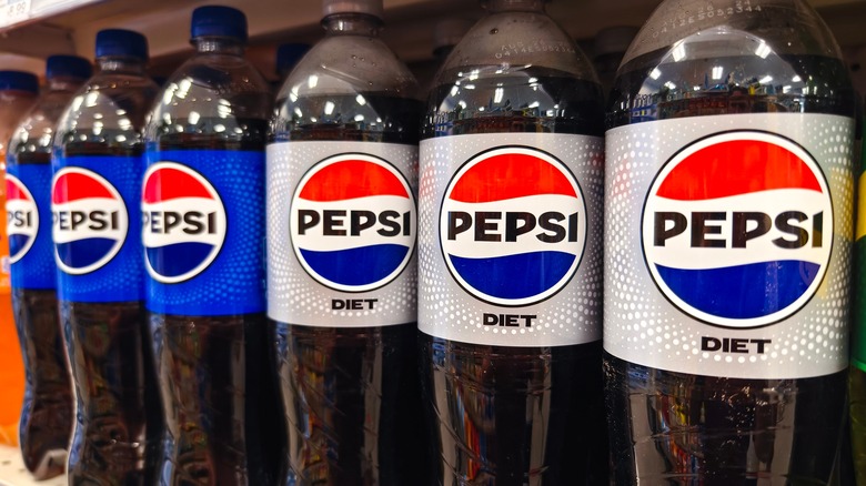 Pepsi bottles on a shelf