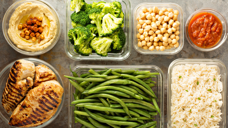 Containers of prepped ingredients