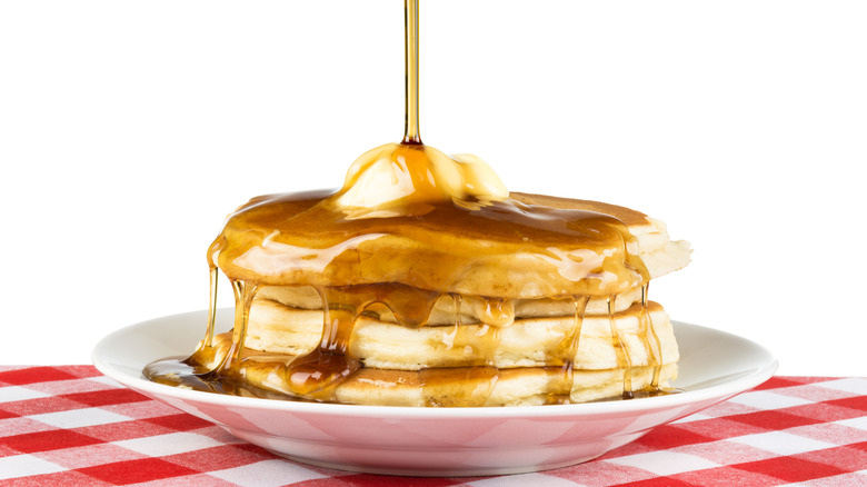 pancakes with syrup and butter