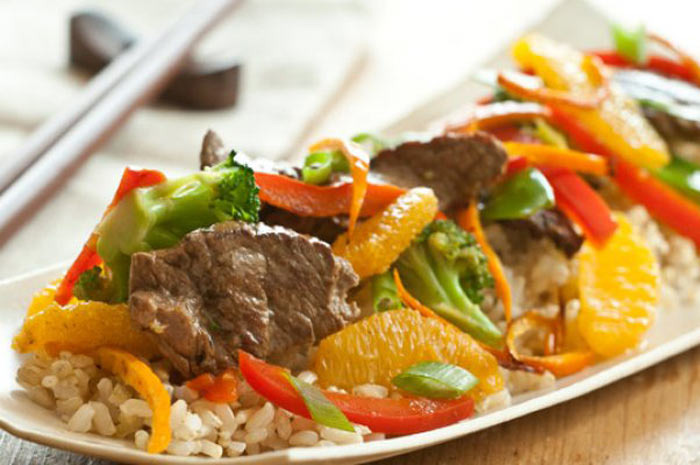 Tangerine, Beef, and Vegetable Stir-Fry