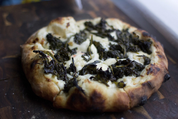 Almond Meal Pizza with Kale and Caramelized Onions