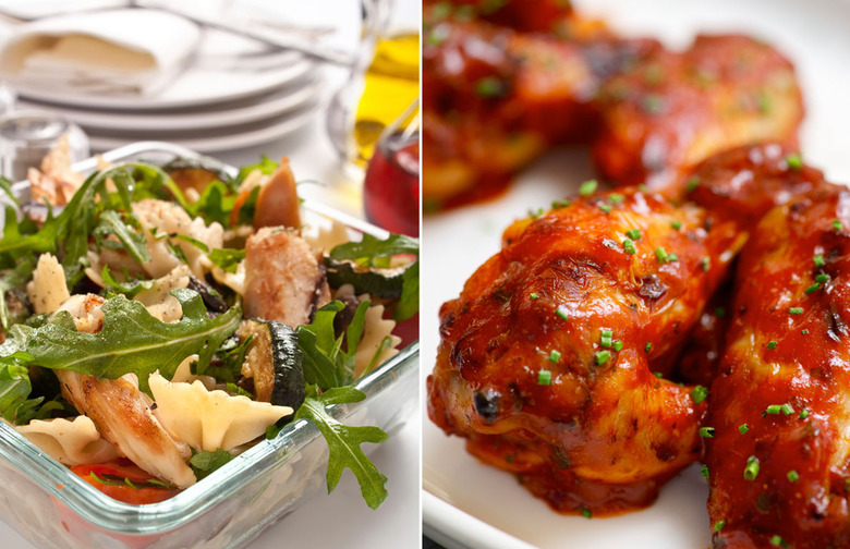 Apricot Chicken Wings and Chicken and Vegetable Pasta Salad 