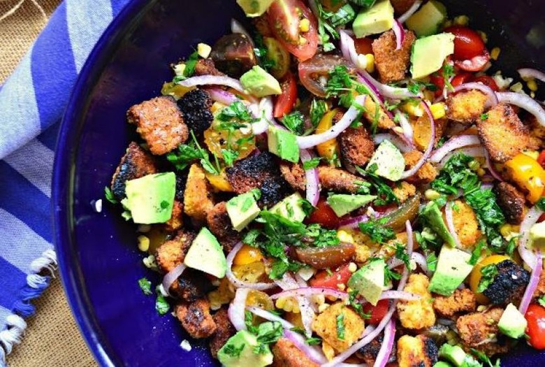 Grilled Cornbread Panzanella With Avocado