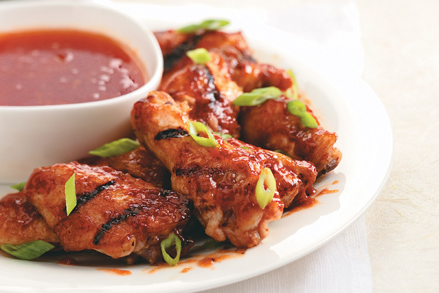 Grilled Peach BBQ Chicken Wings