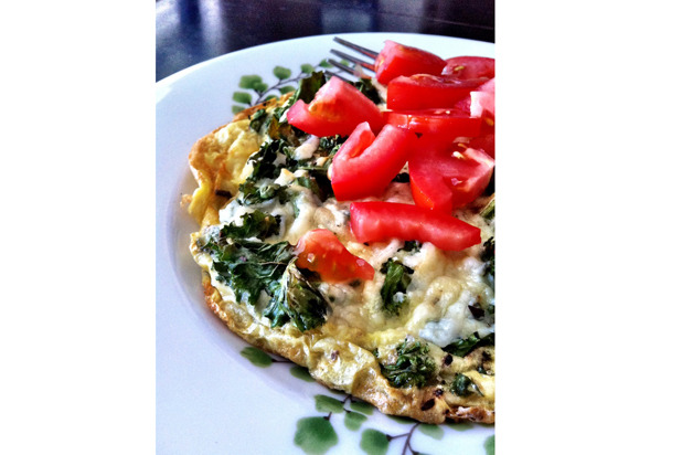 Kale and Parmesan Frittata with Tomatoes