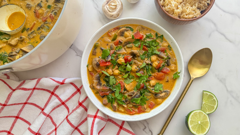 white bowl with curry