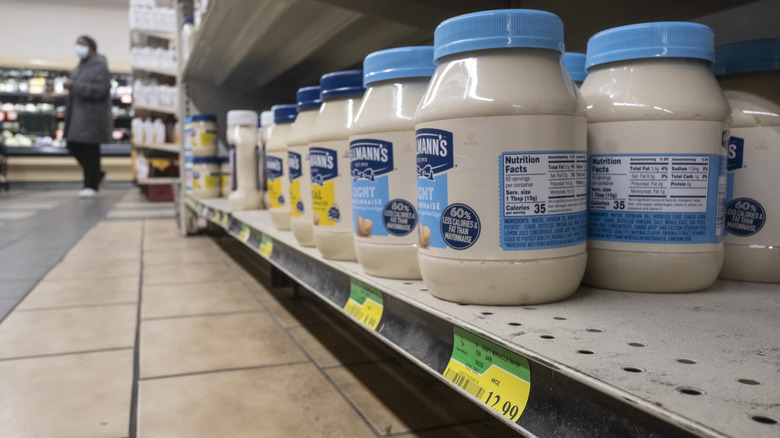 Mayonnaise on grocery shelves