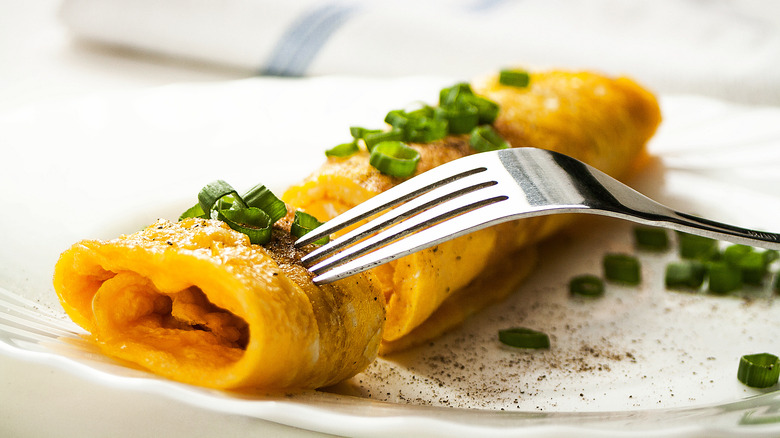 Plated French omelet