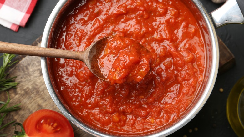 Pot of tomato sauce