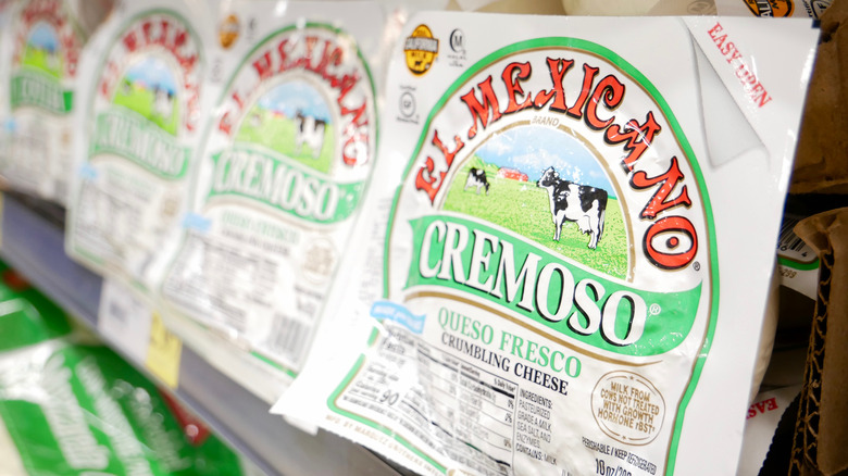 Queso fresco on supermarket shelf