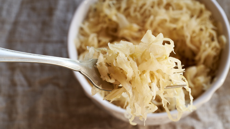 sauerkraut on a fork