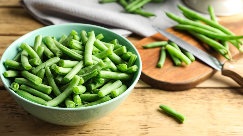 Bowl of cut green beans