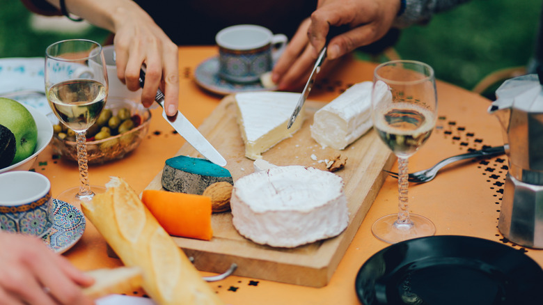 grazing table with cheeses