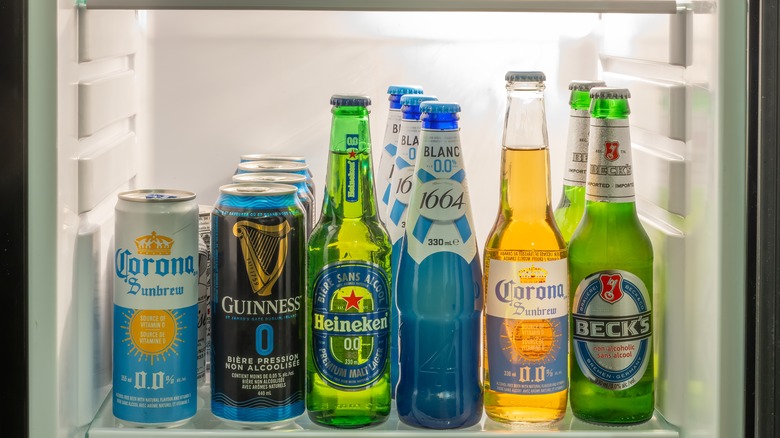 non-alcoholic beer in fridge