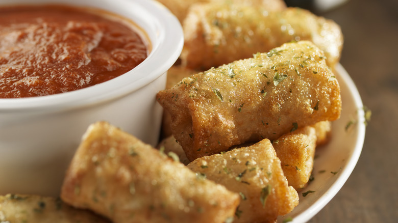 Close-up view of pizza roll