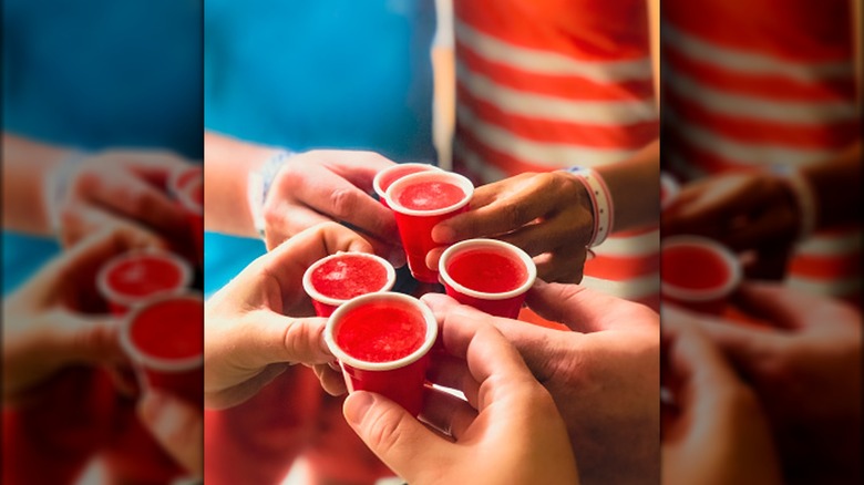 Cheersing jell-o shots