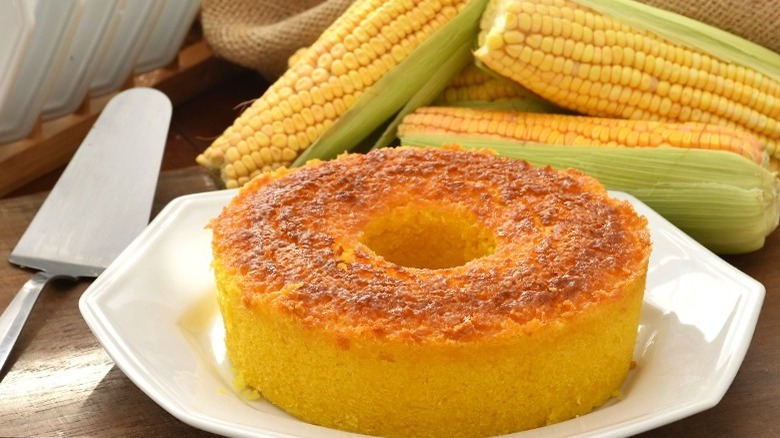 Indian corn cake and corn cobs