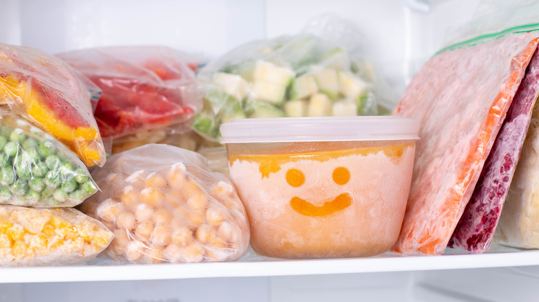 food inside freezer