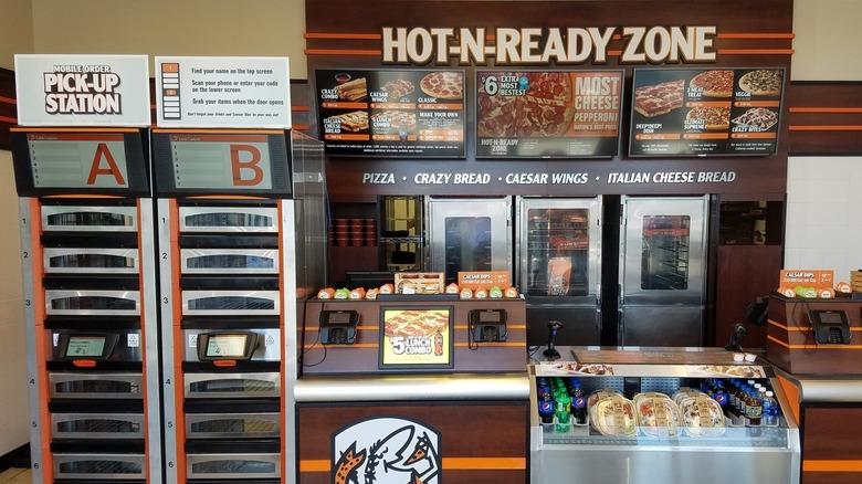 The counter of a Little Caesars Pizza