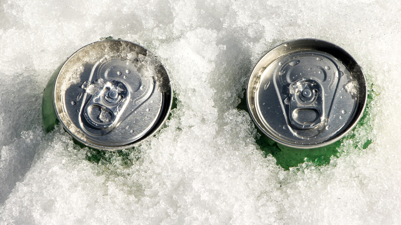 cans in ice