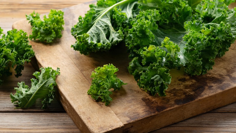 Kale on cutting board