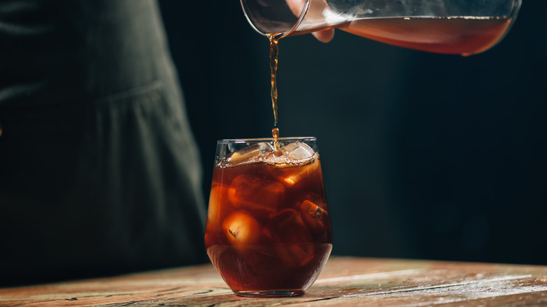 A glass of cold-brewed coffee 